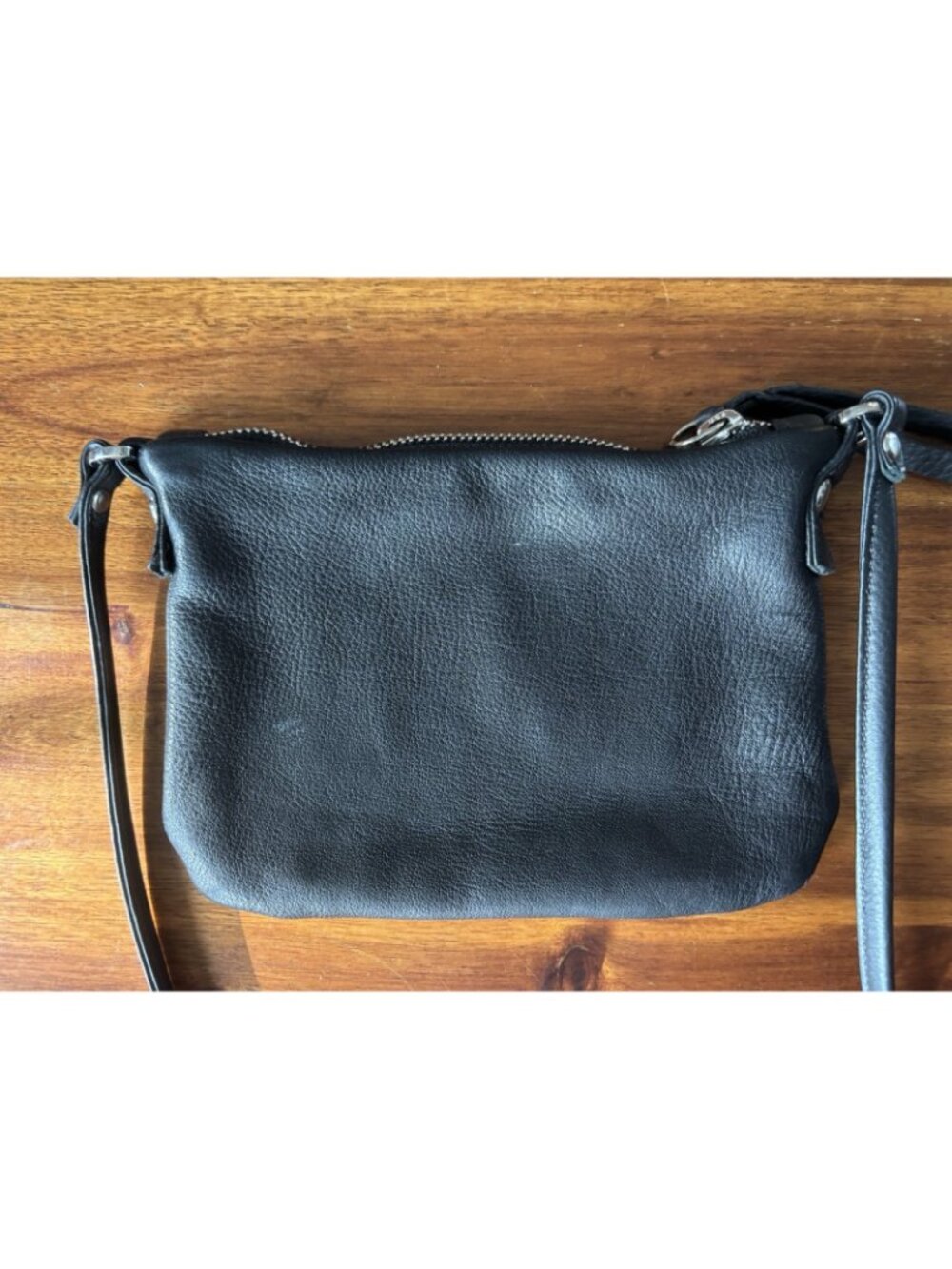 Rough And Tumble Small Black Crossbody Purse Leather Bag - Picture 7 of 11